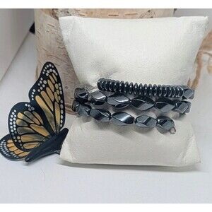 Hematite Gunmetal Gray Beaded Magnetic Wrap Bracelet Anklet